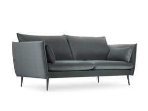 Samtiges Sofa, "Agate", 3 Sitze, Dunkelgrau, 183x100x97