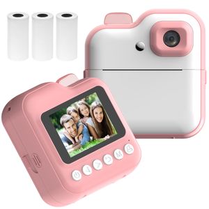Detský fotoaparát, okamžitá termálna tlačiareň, 2,4" fototlačiareň, 48MP zadný fotoaparát s RGB svetlom, časovačom, nahrávaním videa, s 3 kotúčmi bieleho papiera na tlač