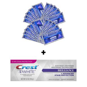 TeethWhite Strips Professioneller Effekt (20 Stück) + Brilliance Whitening Zahnpasta