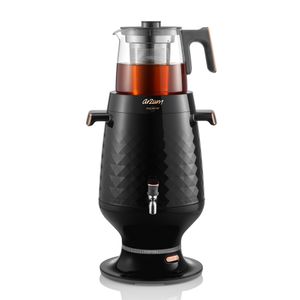 Arzum Ehlikeyf Semowar, elektrická turecká konvice na čaj, 2200 W, 3,5 l konvice, 1,2 l skleněná konvice, nerezová ocel, inteligentní regulace teploty