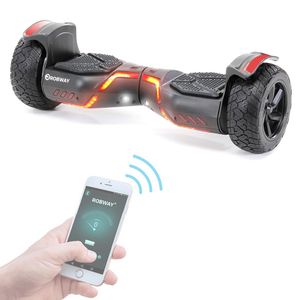 ROBWAY W2 Hoverboard | 700 Watt - 8,5 Zoll - 15 km/h  - App - Bluetooth - LEDs - Für Erwachsene & Kinder - Self-Balance - Bis 120 Kg(Schwarz Matt 2.0)