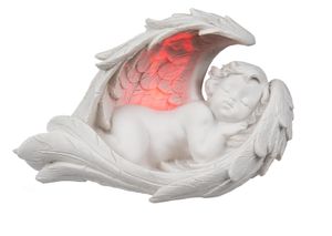 Schlafender Engel im Flügel mit farbwechselnder