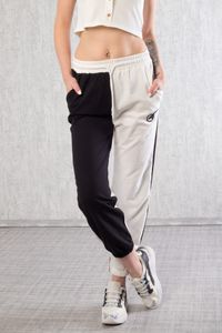 Bongual ® Jogginghose Damen zweifarbig Relaxhose Trainingshose Baumwolle-Mix 40 schwarz-weiß