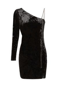 Esprit Samtkleid im One-Shoulder-Design mit Kettenträger, black