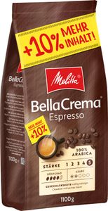 MELITTA Ganze Kaffeebohnen BellaCrema Espresso 1100 g kräftig-würziger Geschmack