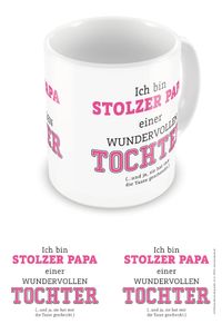 Fun - Tasse - Stolzer Vater einer Tochter - Keramik Tasse - Größe Ø8,5 H9,5cm