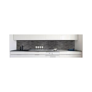 Küchenrückwand Steinwand Dunkel Premium Hart-PVC 0,4 mm selbstklebend - Direkt auf die Fliesen, Größe:60 x 51 cm