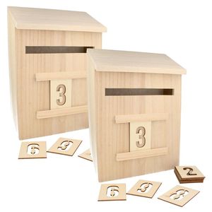 2 Holzkasten-Adventskalender 28 cm