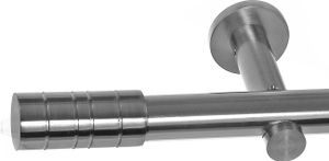 Edelstahl Look Gardinenstange 20mm Wandträger 1-läufig Zylinder, Länge wählbar H31 E34 R