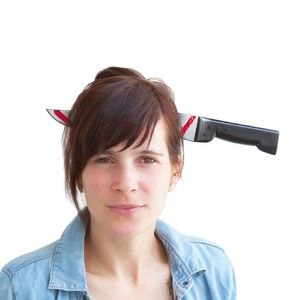 Oblique Unique Halloween Haarreifen Messer im Kopf - Prank Horror Karneval Fasching