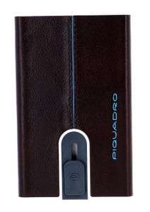 PIQUADRO Blue Square Credit Card Case Slider RFID Mogano