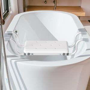 Yakimz Badewannensitz Wannensitz Stuhl bis 136Kg 72-82cm Einstellbar Einstellbar Weiß Aluminium