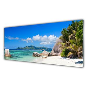 Acrylglas-Bild Wandbilder Druck 125x50 Deko Landschaften Seychellen Strand