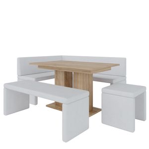 Eckbank AKIKO mit Tisch und Bänken 168x128 links - Eckbankgruppe für Ihrem Esszimmer, Küche modern, Sitzecke, Essecke. Perfekt für Küche, Büro und Rezeption