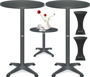 KESSER® 2in1 Stehtisch Bistrotisch Aluminium Edelstahlplatte | höhenverstellbar | 70cm / 115cm | Partytisch Tisch | In- & Outdoor | Hochzeit | Empfangstisch | 4 Standfüße und Regencover