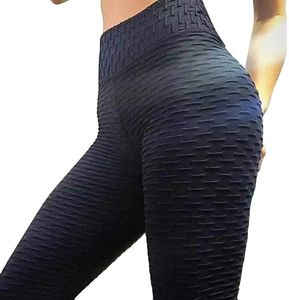Leggings Sporthose Jogginghose Damen Anti-Cellulite Compression Slim Fit Butt Lift Elasticated Trousers Schwarz M