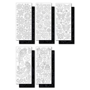 Folia Relief Sticker Ganzjahr, 10 Blatt, 10 x 24 cm, schwarz/weiß (1 Stück)