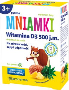 Mniamki, Witamina D, 500 IU, 60 pastylek do ssania