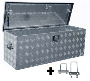 Truckbox D160 + inkl. Montagesatz MON4002 Deichselbox, Werkzeugbox, Alu Riffelblech, Transportbox, Alu Transportkiste, Anhängerkiste ca. 160 Liter