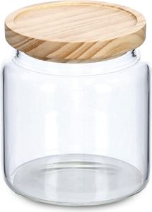 Zeller Vorratsglas m. Holzdeckel, 830 ml, Borosilikat Glas / Kiefer / Silikon, transparent, 832 ml, ca. Ø 11 x 12,5 cm