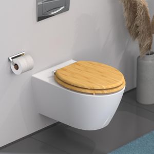 SCHÜTTE WC Sitz BAMBUS, massiver Toilettendeckel mit Absenkautomatik, Toilettensitz Holz