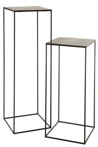 Set von 2 hohen viereckigen Beistelltischen in Antik Schwarz - Oxidisiertes Aluminium/Eisen