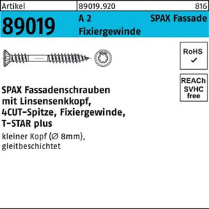 SPAX Fassadenschrauben - Fixiergewinde - Linsensenkkopf - A2 - 4,5x70 - 100 Stk