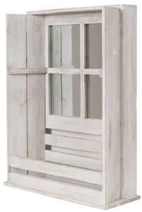Casa Padrino Landhausstil Shabby Chic Wandhängeschrank Antik Weiß 44 x 17 x H. 59 cm - Handgefertigter Hängeschrank mit Spiegel