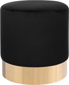 BELIANI Pouf Schwarz Samtstoff rund 39 cm Sockel Fuß Gold Metall Barock Deko Ottomane Sitzpouf für Schminktisch, Wohn-, Schlaf- und Ankleidezimmer BELIANI Pouf Schwarz Samtstoff rund 39 cm Sockel Fuß Gold Metall Barock Deko Ottomane Sitzpouf für Schminktisch, Wohn-, Schlaf- und Ankleidezimmer