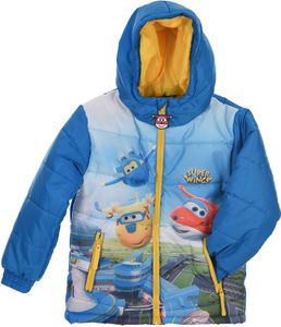 Super Wings Blaue Winterjacke Steppjacke mit Gelben Reißverschluss, Größe Kids:98