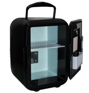 Mini Kühlschrank & Warmhaltebox 4 Liter Kühlbox 12V + 220V Weiß/Schwarz 5794, Farbe:Schwarz/ black