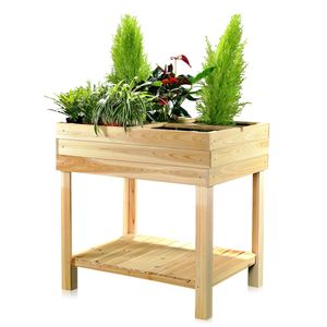 Mucola Hochbeet Holz + 4 Fächer Pflanztisch Gartenbeet Blumenständer Pflanzkasten