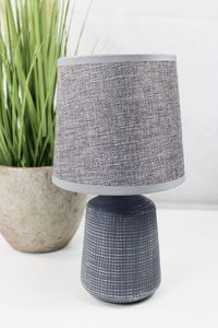 Tischlampe aus Keramik Beton-Optik Grau kleine Nachttischlampe Beistelllampe 15x 28 cm Tischleuchte