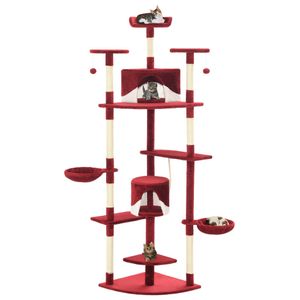 Prolenta Premium  Katzen-Kratzbaum mit Sisal-Kratzsäulen 203 cm Rot und Weiß