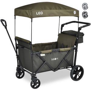 FableKids Bollerwagen LEO X2Lite mit Dach faltbarer Transportwagen Safari Grün