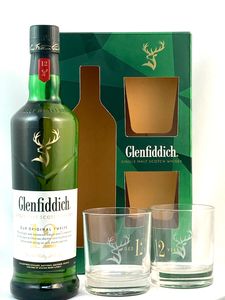 Glenfiddich 12 Jahre mit zwei Gläser Speyside Single Malt Scotch Whisky 0,7l, alc. 40 Vol.-%