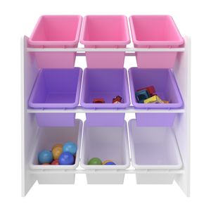 Kinderregal ‘Muxía’ mit 9 Ablagekisten Einhorn-Motiv 60 x 62 x 26,5 cm