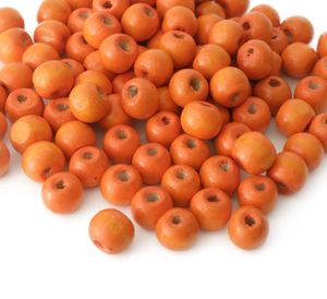 200 Holzperlen 10 x 9mm, orange Bastelperlen Perlen Holz braun