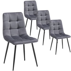 DEULINE Esszimmerstühle Essstühle Samtbezug Polsterstuhl Stühle Esszimmer Stuhl Milano 4er-Set GRAU 521252