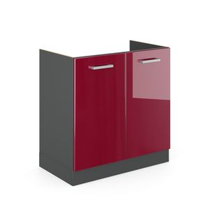 Vicco Spülenunterschrank R-Line, 80 cm ohne Arbeitsplatte, Bordeaux Hochglanz/Anthrazit