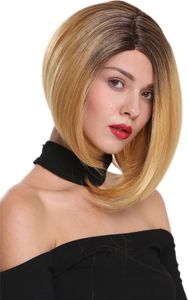 WIG ME UP Perücke Lace-Front Mono kurz Longbob Scheitel Ombre Braun Blond MLC156-MF-DYX4/BLONDE