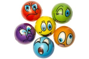 6 tlg. Antistress Ball Funny Face Lachgesicht Schaumstoff Softball 6 cm Smile