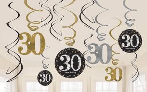 Swirldeko-Set Sparkling Happy Birthday gold 30