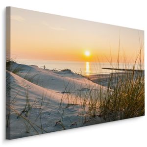 Fabelhafte Canvas LEINWAND BILDER 100x70 cm XXL Kunstdruck Meer Strand Dünen Abend
