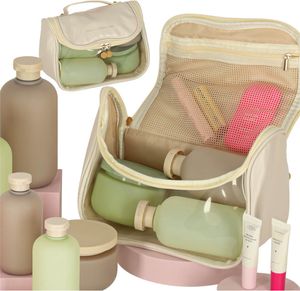 Kreatívny rohový cestovný kozmetický kufrík Beige