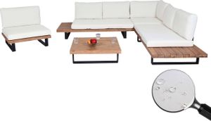 Garten-Garnitur mit Sessel HWC-H54, Lounge-Set Sofa, Spun Poly Akazie Holz Aluminium hellbraun, Polster cremeweiß Garten-Garnitur mit Sessel HWC-H54, Lounge-Set Sofa, Spun Poly Akazie Holz Aluminium hellbraun, Polster cremeweiß