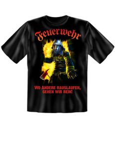 Funshirt Wo andere rauslaufen Feuerwehr T-Shirt schwarz-rot-gelb