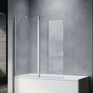 SONNI Badewannenaufsatz Dusche Badewannenfaltwand Glas Duschwand für badewanne 2-teilig 140x120(HxB),Tür 180°schwenkbar Nano Glas,mit Stabilisator