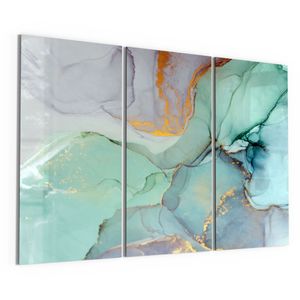 DEQORI Glasbilder Acryl 3x50x100 cm 'Zerlaufene Wasserfarbe' Wandbilder XXL groß