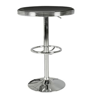 WOHNLING American Diner barový stôl okrúhly Ø 60 cm hliníkový poťah z imitácie kože | Retro barový stôl USA v čierno-striebornej farbe | Robustný bistro stôl v štýle 50. rokov | Párty stôl s hliníkovým podnožím